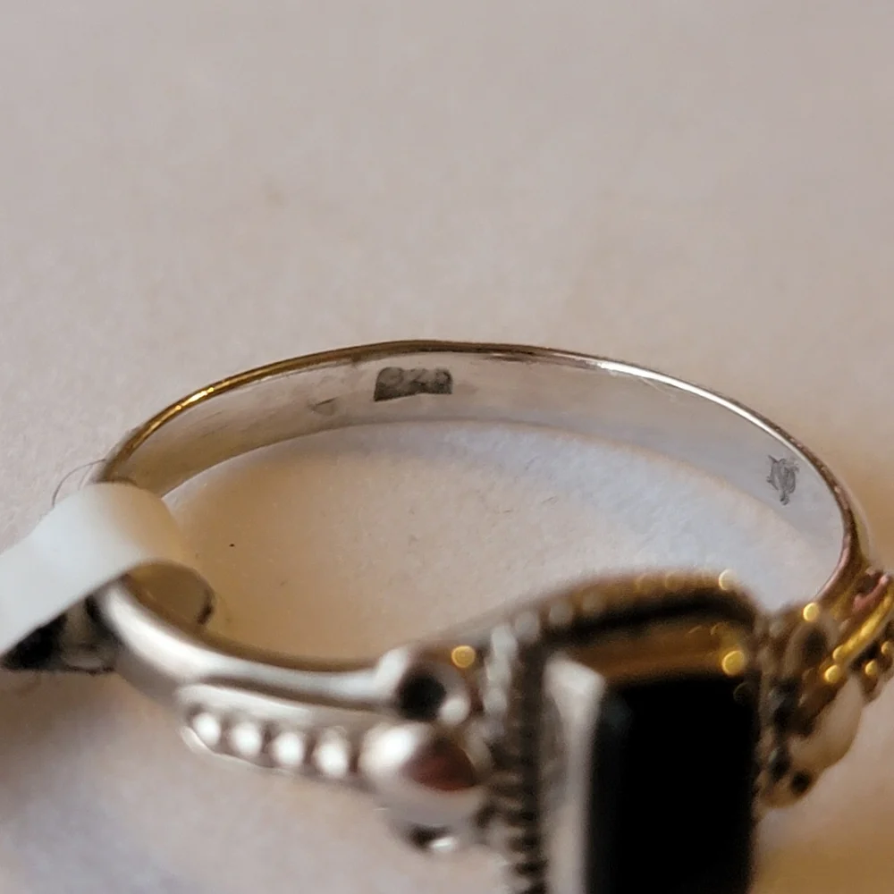 Black Obsidian Sterling Silver Orion Ring Filigree Sheen Cabochon